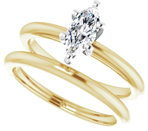 Sužadėtuvių Žiedas „Solitaire“ 585 Baltojo Ir Geltonojo Aukso Marquise 8mm x 4mm (10)