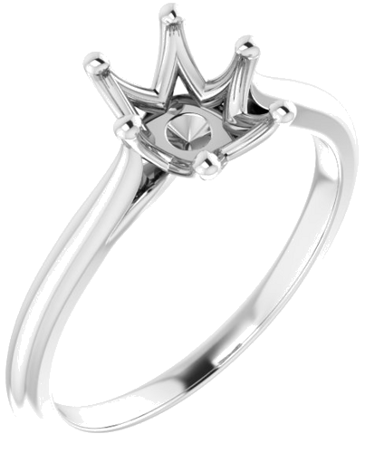 14K White 8x6 mm Oval Solitaire Engagement Ring Mounting (1)