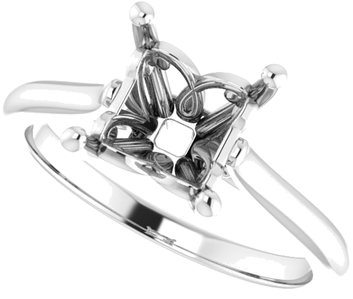 Platinum 6.5 mm Square Solitaire Engagement Ring Mounting (5)