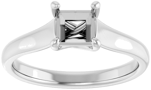 14K White 5 mm Square Solitaire Engagement Ring Mounting (3)