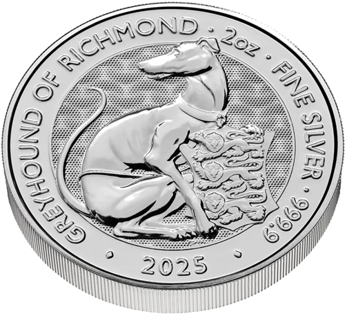 2025 Didžioji Britanija Karališkieji Tiudorų žvėrys: Ričmondo Kurtas 2 oz sidabrinė moneta (4)