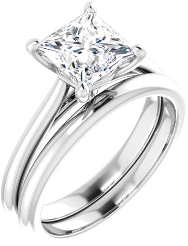 14K White 6.5 mm Square Solitaire Engagement Ring Mounting (6)