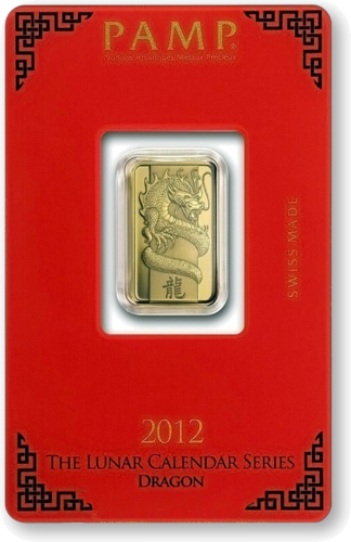 5 гр. Колекционерско (лунар) инвестиционно златно кюлче, Дракон 2012, PAMP (2)