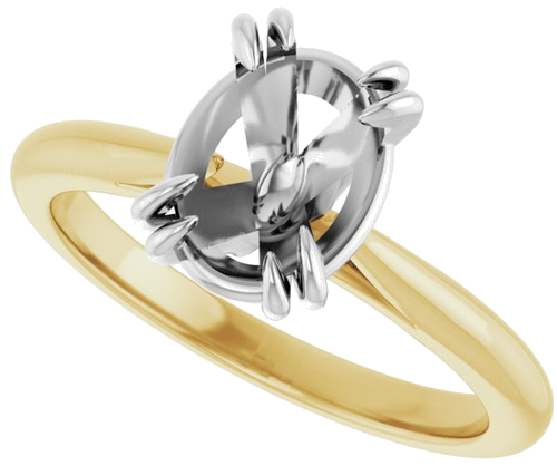 14K Yellow White 9 x 7 mm Oval Engagement Ring Mounting (5)