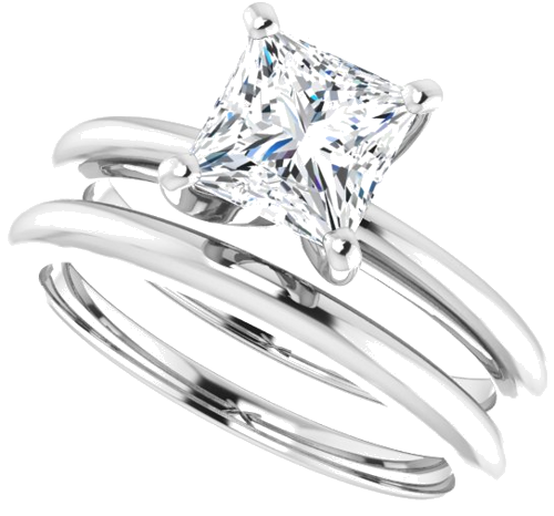 Platinum  6 mm Square Solitaire Engagement Ring Mounting (10)