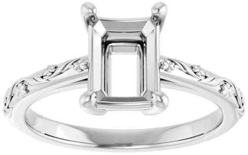 Sužadėtuvių Žiedas „Solitaire“ 950 Platinos Emerald 8mm x 6mm (3)