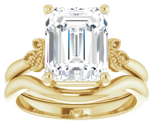 Sužadėtuvių Žiedas „Solitaire“ 585 Geltonojo Aukso Emerald 10mm x 8mm (8)