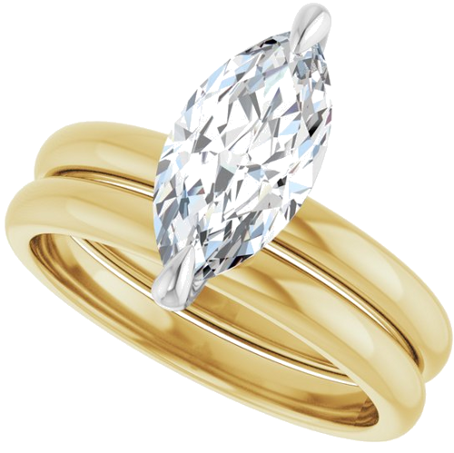 Sužadėtuvių Žiedas „Solitaire“ 585 Baltojo Ir Geltonojo Aukso Marquise 12mm x 6mm (9)