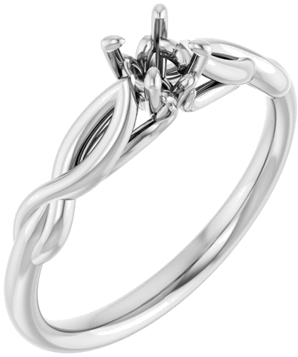 14K White  4.1 mm Round Solitaire Engagement Ring Mounting (1)