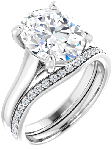 14K White 11x9 mm Oval Solitaire Engagement Ring Mounting (6)