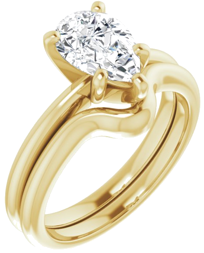 Sužadėtuvių Žiedas „Solitaire“ 585 Geltonojo Aukso Pear Shape 9mm x 6mm (6)