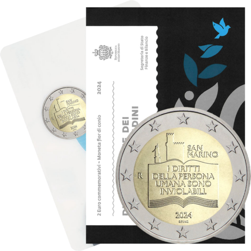 2024 San Marino Declaration of Civil Rights 2 euro BU coin on card (2)