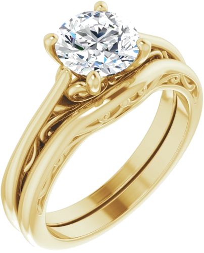 14K Yellow 7 mm Round Solitaire Engagement Ring Mounting (6)