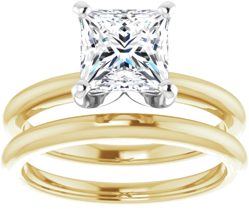 14K Yellow   White  6.5x6.5 mm Square Solitaire Engagement Ring Mounting (8)