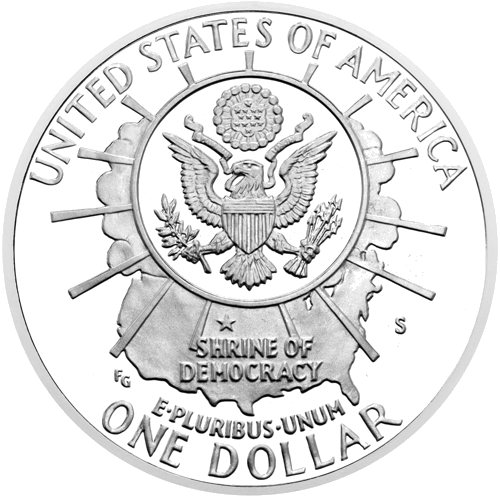 1991 Маунт Ръшмор САЩ 1 долар сребърна монета (2)