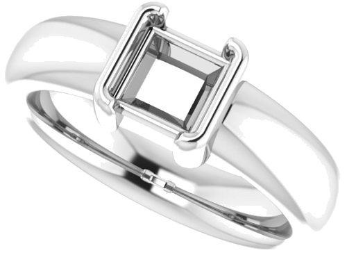 Sužadėtuvių Žiedas „Half Bezel Solitaire“ 585 Baltojo Aukso Square 5.5mm (5)