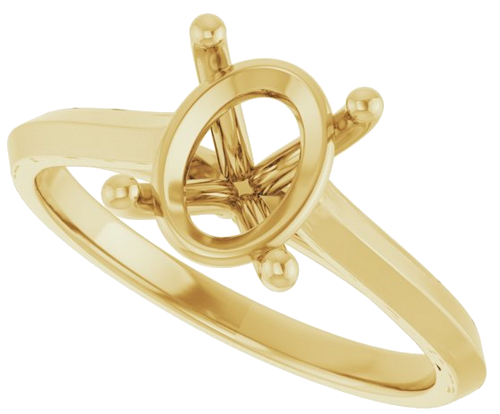 14K Yellow 9x7 mm Oval Solitaire Engagement Ring Mounting (5)