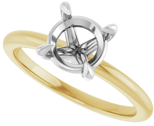 14K Yellow White 7.4 mm Round Solitaire Engagement Ring Mounting (4)