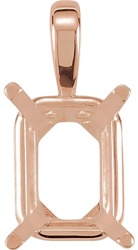 14K Rose 7x5 mm Emerald 4-Prong Pendant Mounting (1)