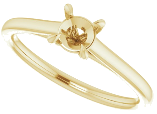 Sužadėtuvių Žiedas „Solitaire“ 585 Geltonojo Aukso Round 4.8mm (5)