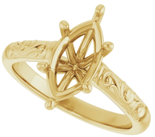 14K Yellow 12x6 mm Marquise Solitaire Engagement Ring Mounting (5)