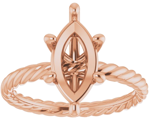 14K Rose 12x6 mm Marquise Solitaire Engagement Ring Mounting (3)