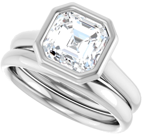 14K White  7 mm Asscher Solitaire Engagement Ring Mounting (10)