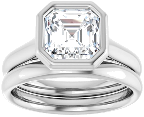 14K White  7 mm Asscher Solitaire Engagement Ring Mounting (8)
