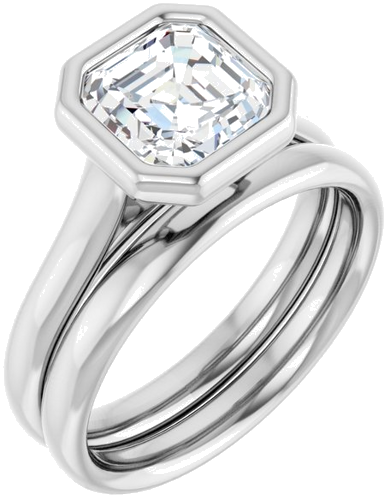 14K White  7 mm Asscher Solitaire Engagement Ring Mounting (6)