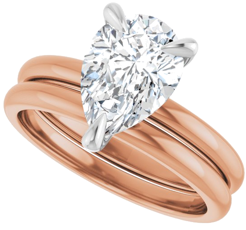 Sužadėtuvių Žiedas „Solitaire“ 585 Baltojo Ir Rožinis Aukso Pear Shape 10mm x 7mm (10)