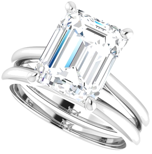 Sužadėtuvių Žiedas „Solitaire“ 585 Baltojo Aukso Emerald 10mm x 8mm (10)