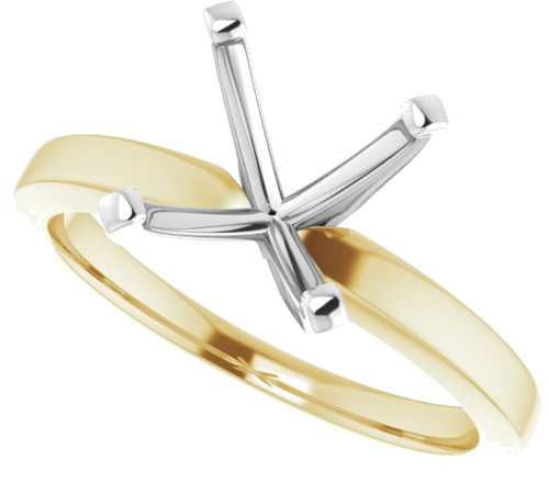 14K Yellow White 6.5x6.5 mm Square Solitaire Engagement Ring Mounting (5)