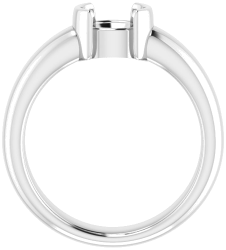 14K White 6.5 mm Round Half Bezel Solitaire Engagement Ring Mounting (2)