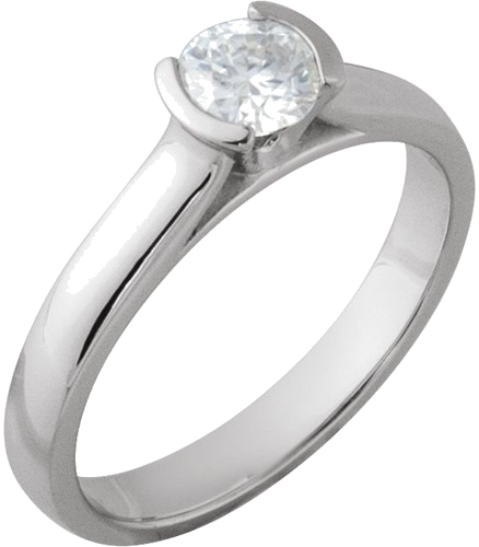 Sužadėtuvių Žiedas „Half Bezel Solitaire“ 585 Baltojo Aukso Round 5.2mm (3)