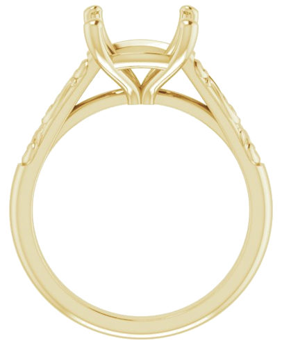 14K Yellow 9 mm Cushion Solitaire Engagement Ring Mounting (2)