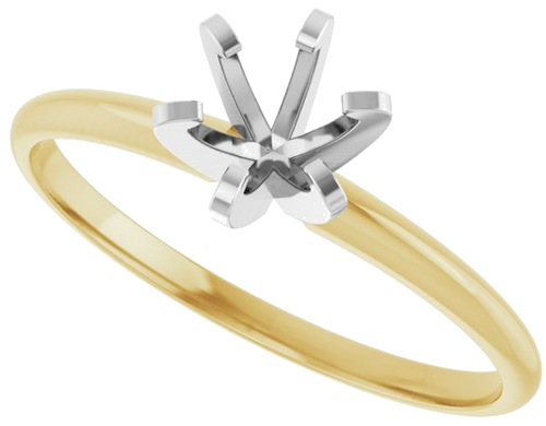 14K Yellow White 5.0-5.3 mm Round 6-Prong Solitaire Engagement Ring Mounting (5)