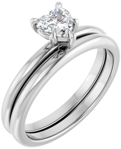 14K White 5x5 mm Heart Solitaire Engagement Ring Mounting (5)