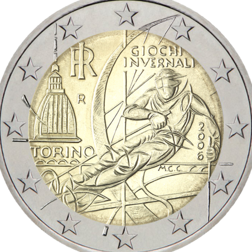 2006 Italija XX-osios Žiemos Olimpinės žaidynės 2 eurų moneta (2)
