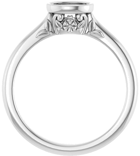 Sužadėtuvių Žiedas „Bezel-Set“ 585 Baltojo Aukso Oval 6mm x 4mm (2)