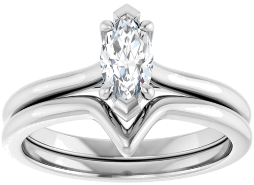 14K White 8x4 mm Marquise V-Prong Engagement Ring Mounting (8)