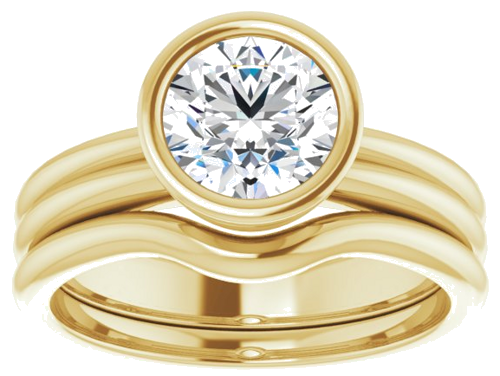 Sužadėtuvių Žiedas „Bezel-Set Solitaire“ 585 Geltonojo Aukso Round 7mm (8)