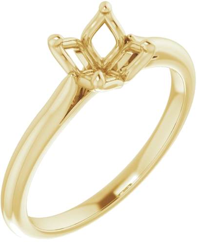 14K Yellow  5 mm Square Solitaire Engagement Ring Mounting (1)