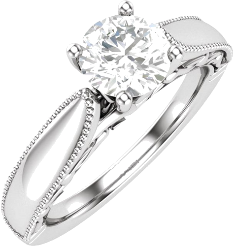 14K White 6.5 mm Round Solitaire Engagement Ring Mounting (3)