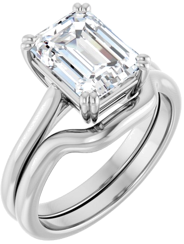 14K White 9x7 mm Emerald Solitaire Engagement Ring Mounting (6)