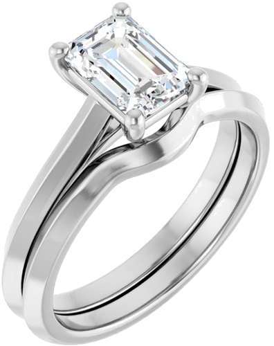 Sužadėtuvių Žiedas „Solitaire“ 585 Baltojo Aukso Emerald 7mm x 5mm (6)