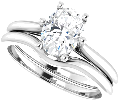 Sužadėtuvių Žiedas „Solitaire“ 585 Baltojo Aukso Oval 8mm x 6mm (10)