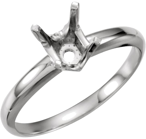 14K White 7.8-8.6 mm Round 4-Prong Lightweight Solitaire Engagement Ring Mounting (1)