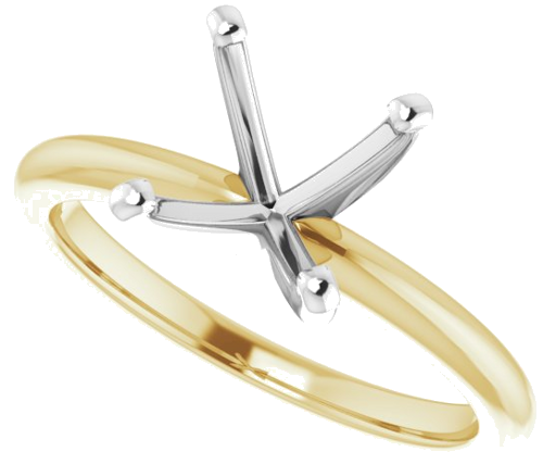 14K Yellow   White  6.5x6.5 mm Square Solitaire Engagement Ring Mounting (5)