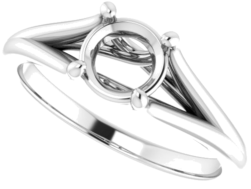 14K White 6 mm Round Solitaire Engagement Ring Mounting (5)