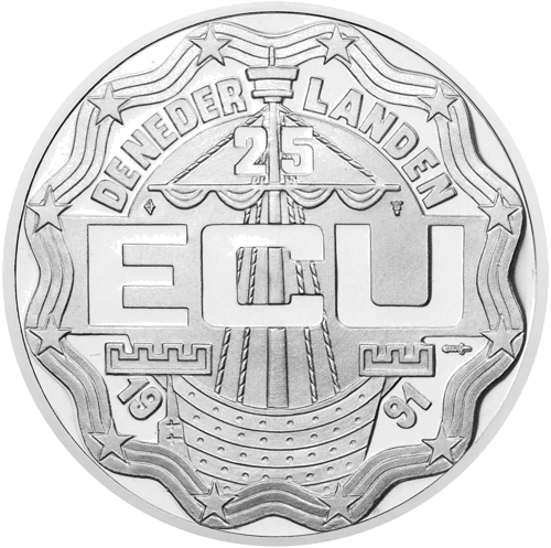 1991 Erazmus Roterdamietis Nyderlandai 25 ekės sidabrinė moneta (2)